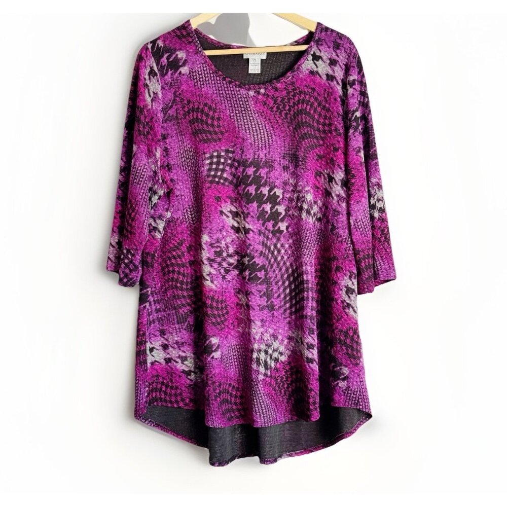 Catherines Magenta Purple Artsy Boho Tunic Top Women’s 1X Abstract Statement